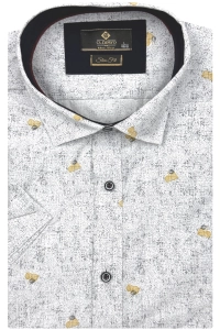 Koszula Męska Elegancka Biała we Wzorki Slim Fit Classo R416