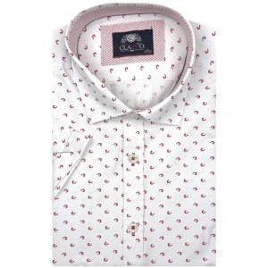 Koszula Męska Elegancka Biała we Wzorki Slim Fit Classo R419