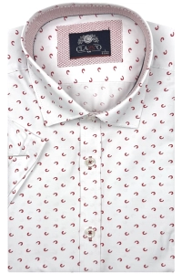 Koszula Męska Elegancka Biała we Wzorki Slim Fit Classo R419