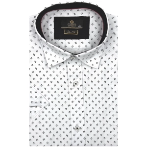 Koszula Męska Elegancka Biała we Wzorki Slim Fit Classo R426