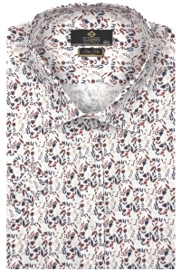 Koszula Męska Elegancka Beżowa w Kwiatki Slim Fit Classo R443