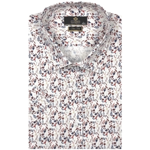 Koszula Męska Elegancka Beżowa w Kwiatki Slim Fit Classo R443