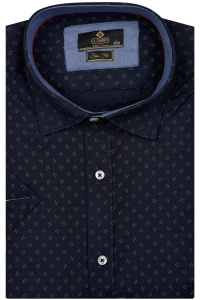 Koszula Męska Elegancka Granatowa we Wzorki Slim Fit Classo R427