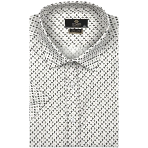 Koszula Męska Elegancka Biała we Wzorki Slim Fit Classo R444