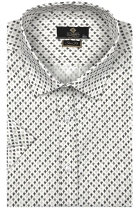 Koszula Męska Elegancka Biała we Wzorki Slim Fit Classo R444