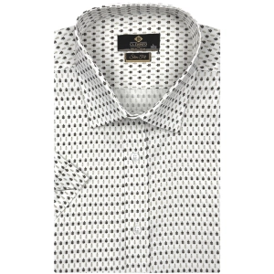 Koszula Męska Elegancka Biała we Wzorki Slim Fit Classo R446