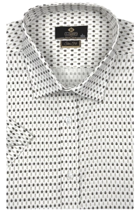 Koszula Męska Elegancka Biała we Wzorki Slim Fit Classo R446