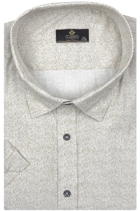 Koszula Męska Elegancka Beżowa we Wzorki Duże rozmiary Classo R447