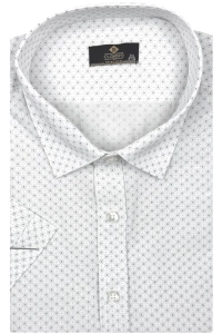 Koszula Męska Elegancka Biała we Wzorki Duże rozmiary Classo R451