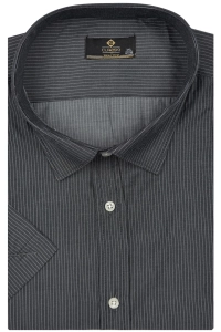Koszula Męska Elegancka Grafitowa w Paski Duże Rozmiary Classo R459