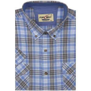 Koszula Męska Casual Niebieska w Kratę Regular Formax R463