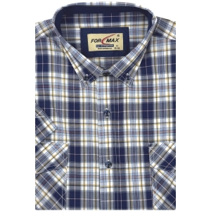 Koszula Męska Casual Granatowa w Kratę Regular Formax R470