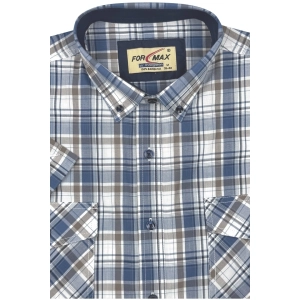 Koszula Męska Casual Niebieska w Kratę Regular Formax R474