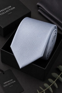 Krawat Męski Elegancki Modny Klasyczny Szeroki Gładki Błękitny Gołębi  G735