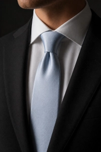 Krawat Męski Elegancki Modny Klasyczny Szeroki Gładki Błękitny Gołębi  G735