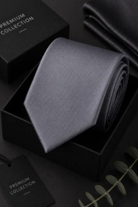 Krawat Męski Elegancki Modny Śledź Wąski Gładki Grafitowy G731