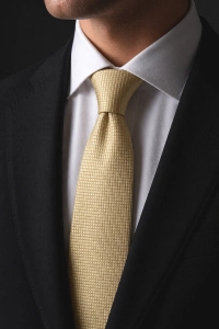 Krawat Męski Elegancki Modny Śledź wąski beżowy cielisty w delikatną kratkę G324