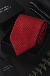 Krawat Męski Elegancki Modny Śledź wąski bordowy wiśniowy w delikatną kratkę G341