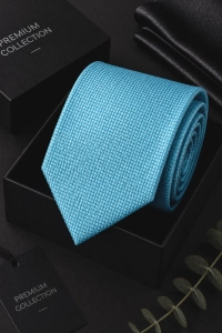Krawat Męski Elegancki Modny Śledź wąski miętowy morski w delikatną kratkę G345