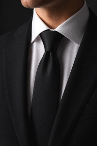 Krawat Męski Elegancki Modny Śledź Śledzik Wąski gładki czarny G131