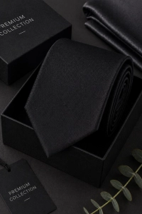 Krawat Męski Elegancki Modny Klasyczny szeroki gładki czarny matowy G318
