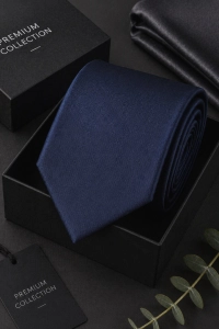 Krawat Męski Elegancki Modny Klasyczny szeroki gładki granatowy atramentowy  G317