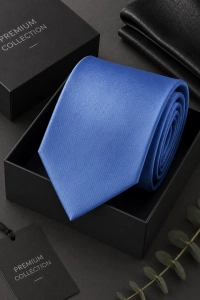 Krawat Męski Elegancki Modny Śledź wąski gładki niebieski błękitny G294