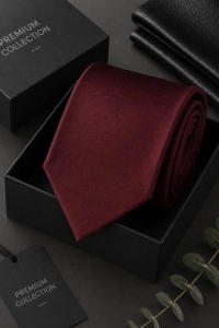 Krawat Męski Elegancki Modny Klasyczny szeroki gładki ciemny bordowy burgundowy G321