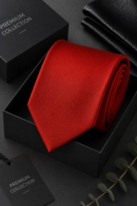 Krawat Męski Elegancki Modny Klasyczny szeroki gładki czerwony makowy G319
