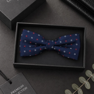Mucha Muszka Męska Elegancka tradycyjna granatowa we wzorki gotowa M458
