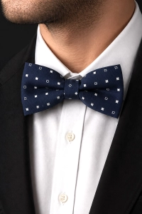 Mucha Muszka Męska Elegancka tradycyjna granatowa we wzorki gotowa M457