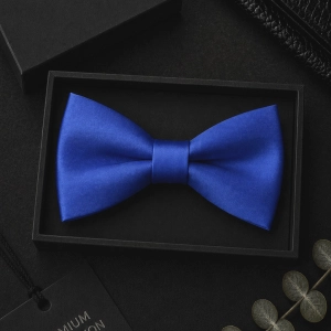 Elegancka Mucha Muszka Męska gotowa gładka chabrowa szafirowa matowa tradycyjna M226