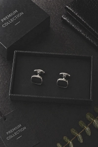 Eleganckie Męskie Spinki do mankietów koszuli czarne S011