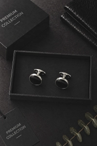 Eleganckie Męskie Spinki do mankietów koszuli czarne S012