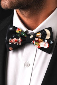 Mucha Męska Elegancka na Święta czarna z motywem Świątecznym M427