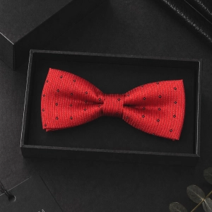 Mucha Muszka Męska Elegancka tradycyjna czerwona we wzory gotowa M345