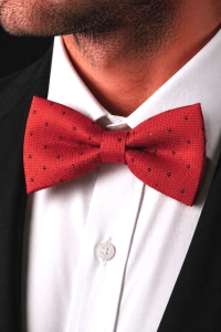 Mucha Muszka Męska Elegancka tradycyjna czerwona we wzory gotowa M345