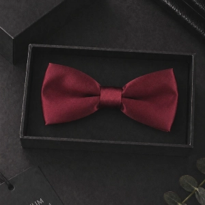 Mucha Muszka Męska Elegancka tradycyjna gładka bordowa gotowa matowa M475
