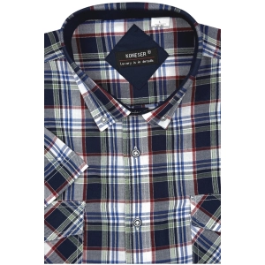 Koszula Męska Casual Granatowa w Kratę Regular Koneser R493