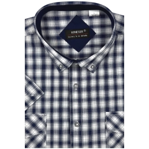 Koszula Męska Casual Granatowa w Kratę Regular Koneser R494