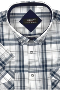Koszula Męska Casual Biała w Kratę Regular Koneser R497