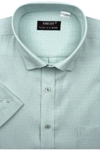 Koszula Męska Lniana Casual Gładka Miętowa Regular Koneser R499