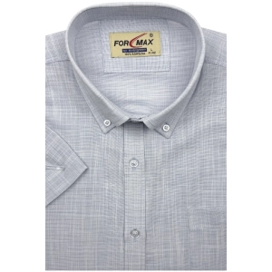 Koszula Męska Lniana Casual Gładka Szara Regular Formax R507