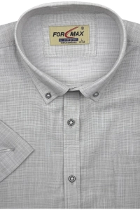 Koszula Męska Lniana Casual Gładka Szara Regular Formax R509