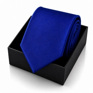 Krawat Męski Elegancki Modny Śledź wąski gładki niebieski chabrowy szafirowy G298