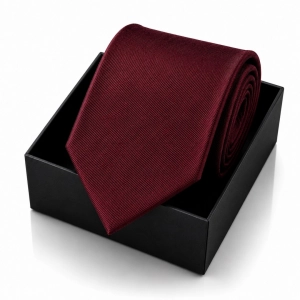 Krawat Męski Elegancki Modny Śledź wąski gładki ciemny bordowy burgundowy G301