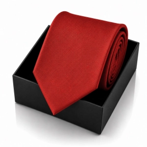 Krawat Męski Elegancki Modny Śledź wąski gładki czerwony makowy G303