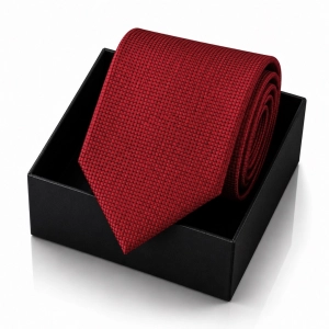 Krawat Męski Elegancki Modny Śledź wąski bordowy wiśniowy w delikatną kratkę G341