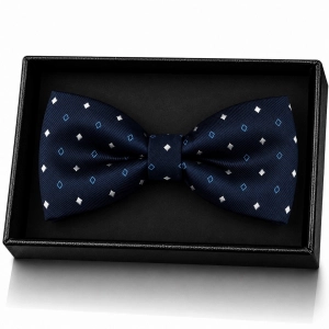 Mucha Muszka Męska Elegancka tradycyjna granatowa we wzorki gotowa M470