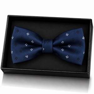Mucha Muszka Męska Elegancka tradycyjna granatowa we wzorki gotowa M467